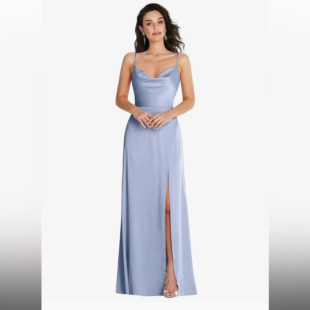 Dessy Collection- COWL NECK CRISS CROSS BACK MAXI DRESS